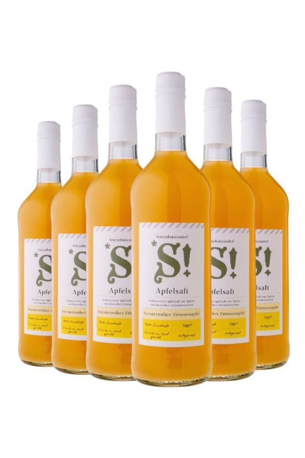 Karton 6 x 700 ml Seestermüher Zitronenapfel – Sortenreiner Apfelsaft